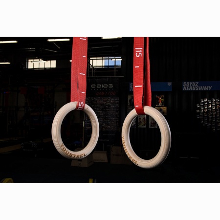 Купить Кольца гимнастические 32 мм красные стропы в Троицке 